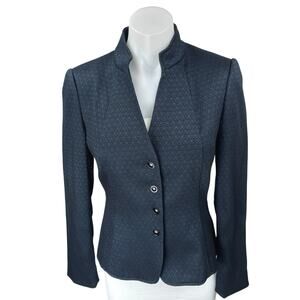 Tahari Arthur S. Levine Black Long Sleeve Geometric Button Blazer Coat Jacket 2